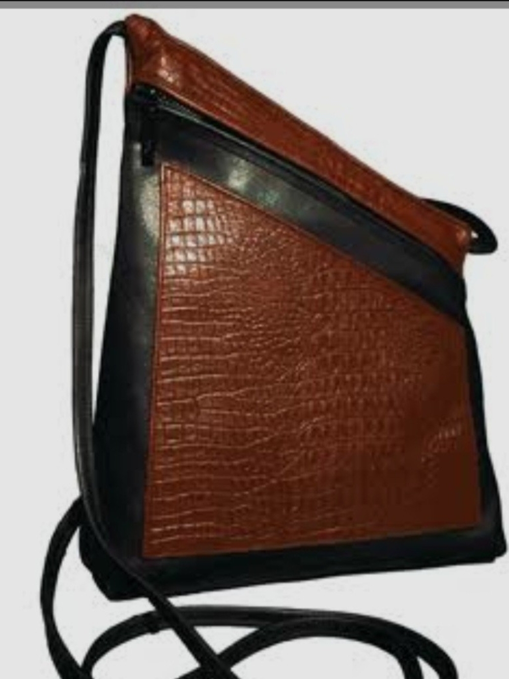 Women's Brown and Black Textured Crossbody Bag